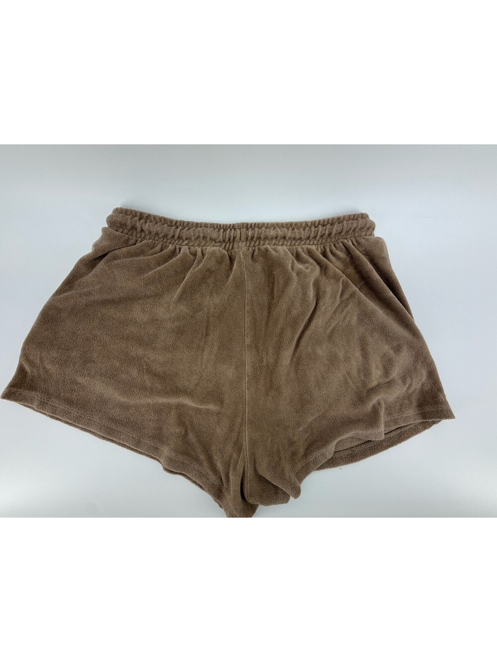 ZARA Women’s Brown Terry Sweat Shorts Size M Elastic Waist Drawstring Pockets - Picture 4 of 7